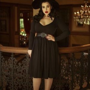 La Femme En Noir Black Marilyn Swing Dress